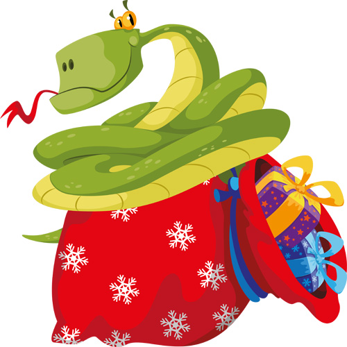 Веселые новогодние змеи (большие картинки png и jpg)